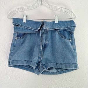Fold-Over Shorts With Jean Belt | Size M